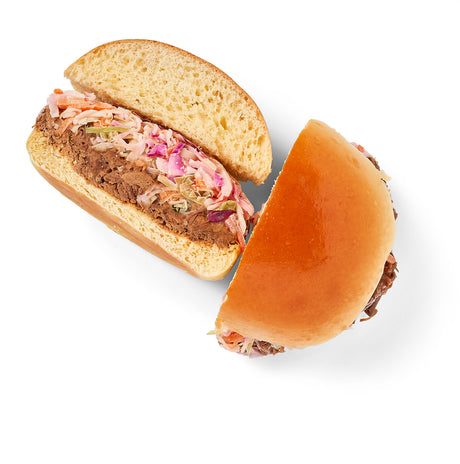 A BBQ Brisket sandwich with chili lime slaw.